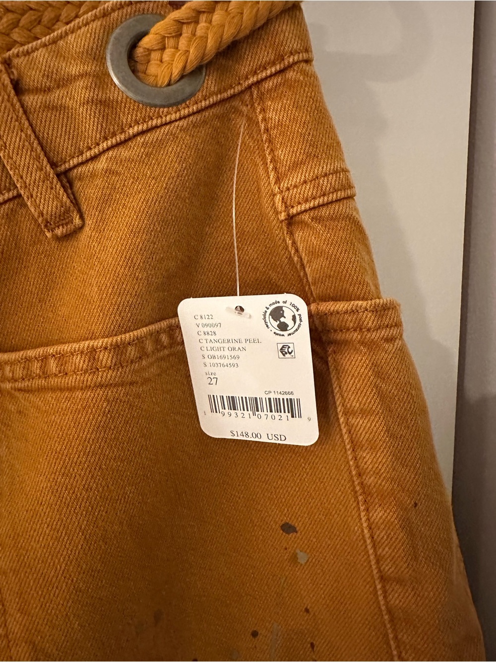 We The Free Moxie Pull-On Barrel Jeans tangerine peel size 27 - Picture 3 of 5